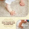 shows carpet clean with 0 chemicals and 100% germ free also with baby playing