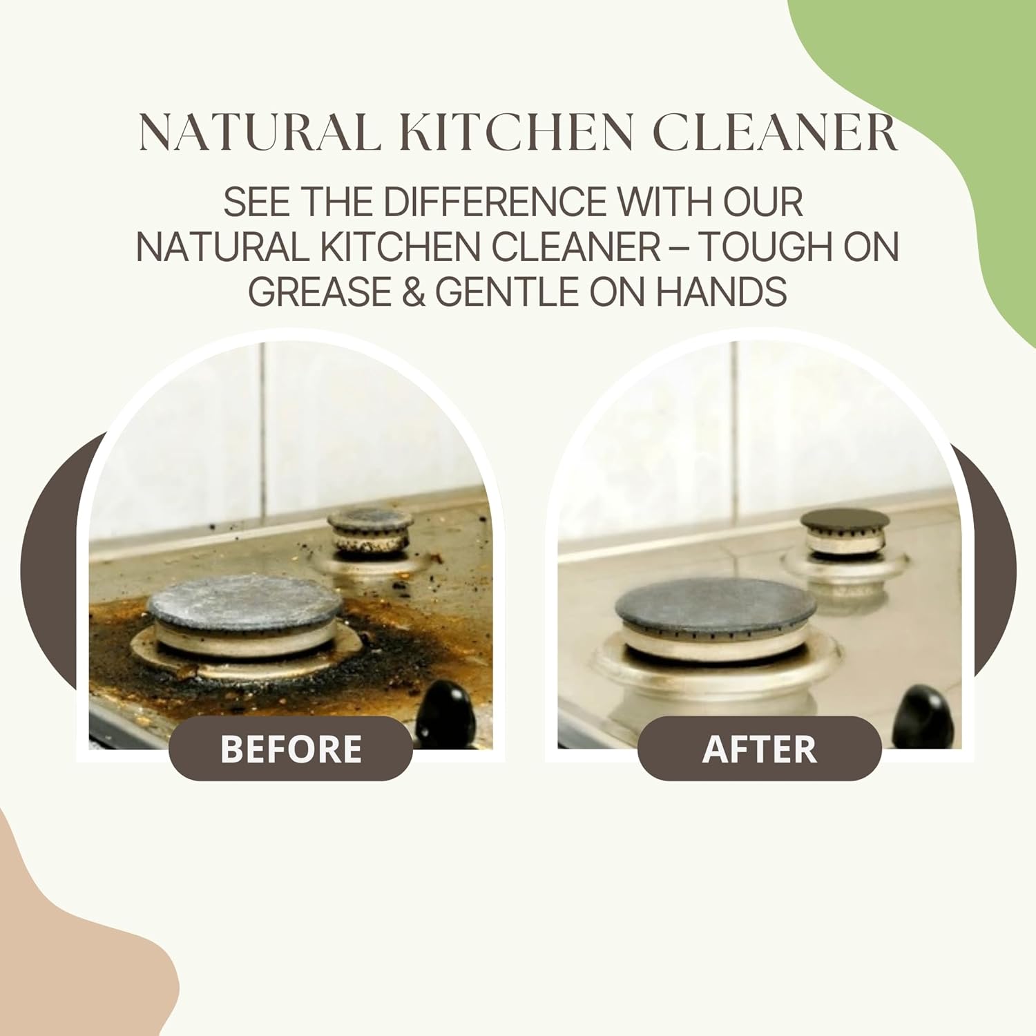 Before and after using kitchen wash spray