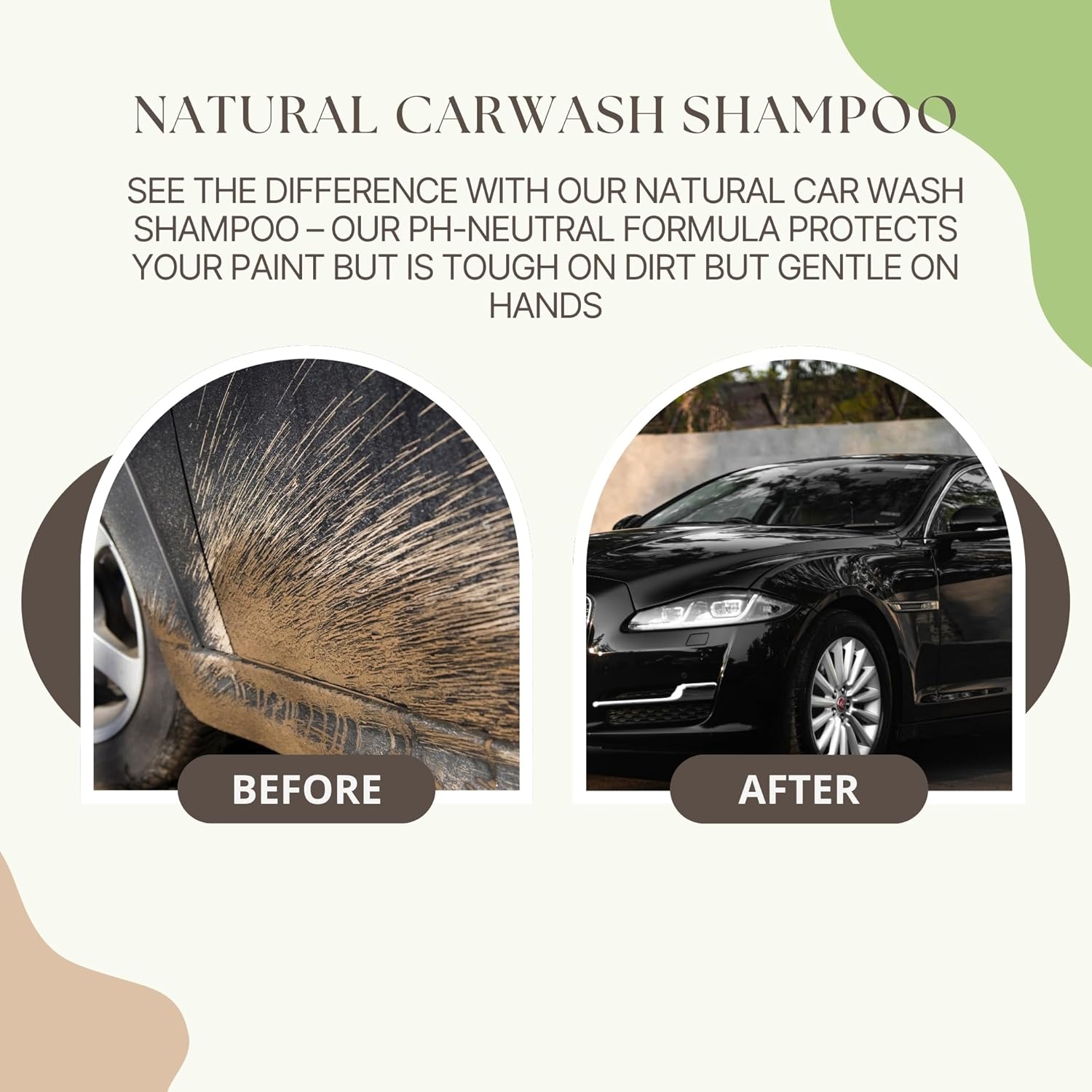 before and after using Natural Car wash shampoo